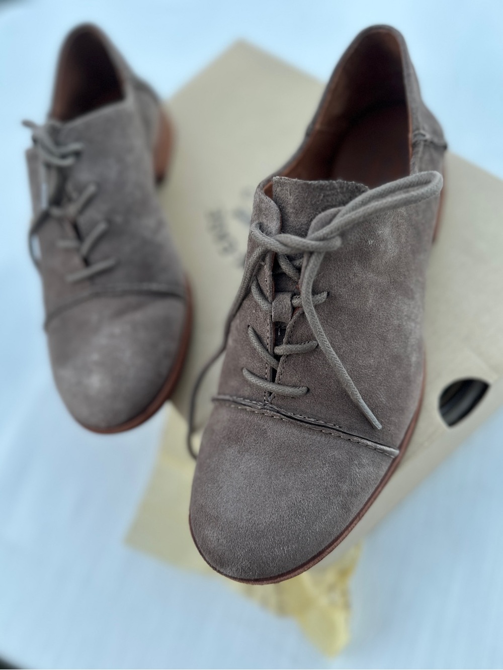 Kork-Ease Tillery Taupe Suede Oxford Lace Up Flats | 8  NIB